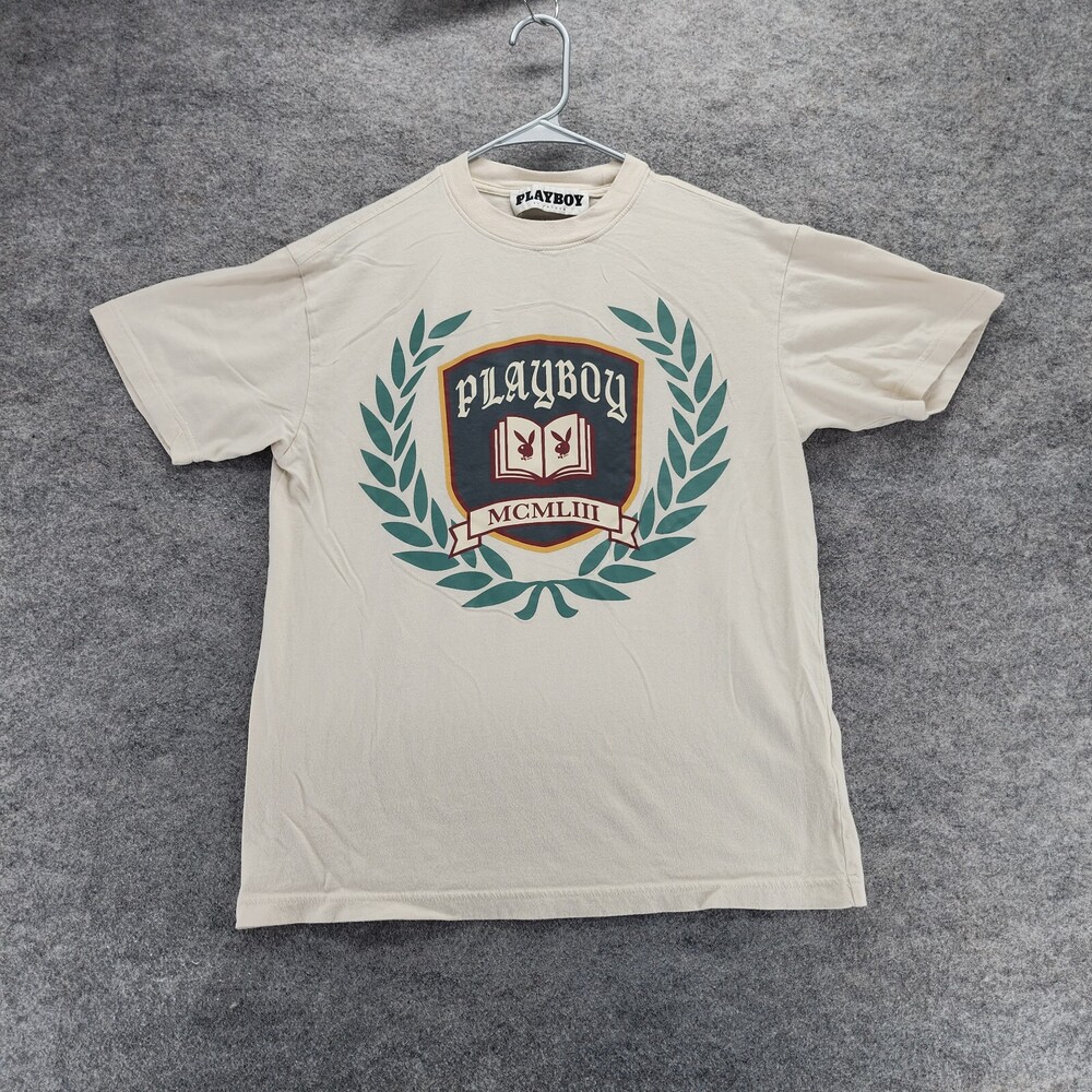 Playboy by Pacsun Shirt Mens Small Short Sleeve Ivory